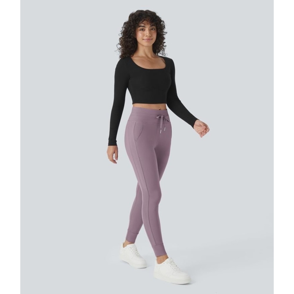 Softlyzero™ Plush Joggers Plain Full Length Side Pocket Drawstring High Rise M